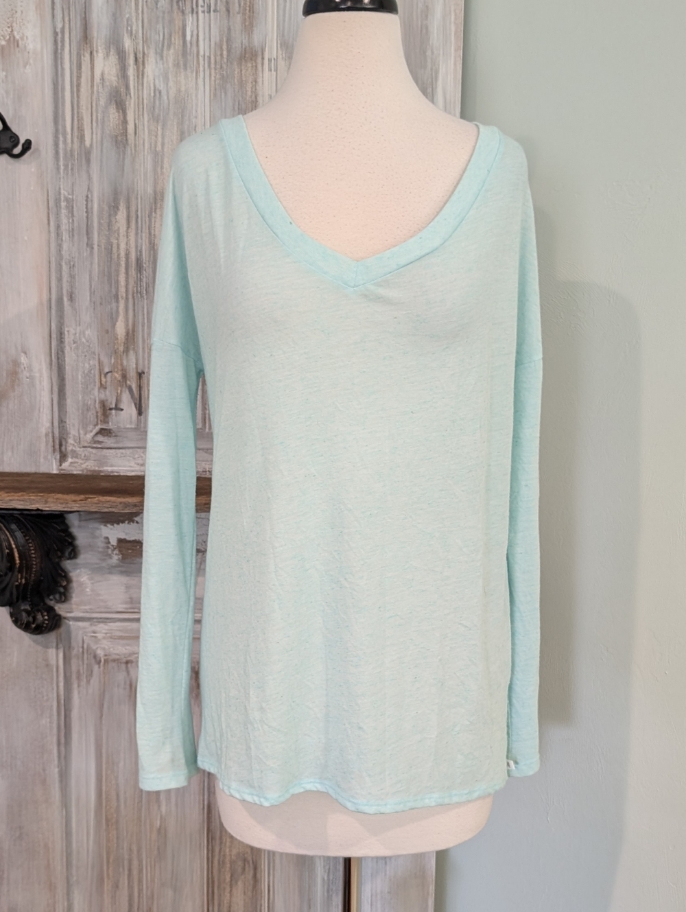 Victoria's Secret Light Aqua V-Neck Long Sleeve Top